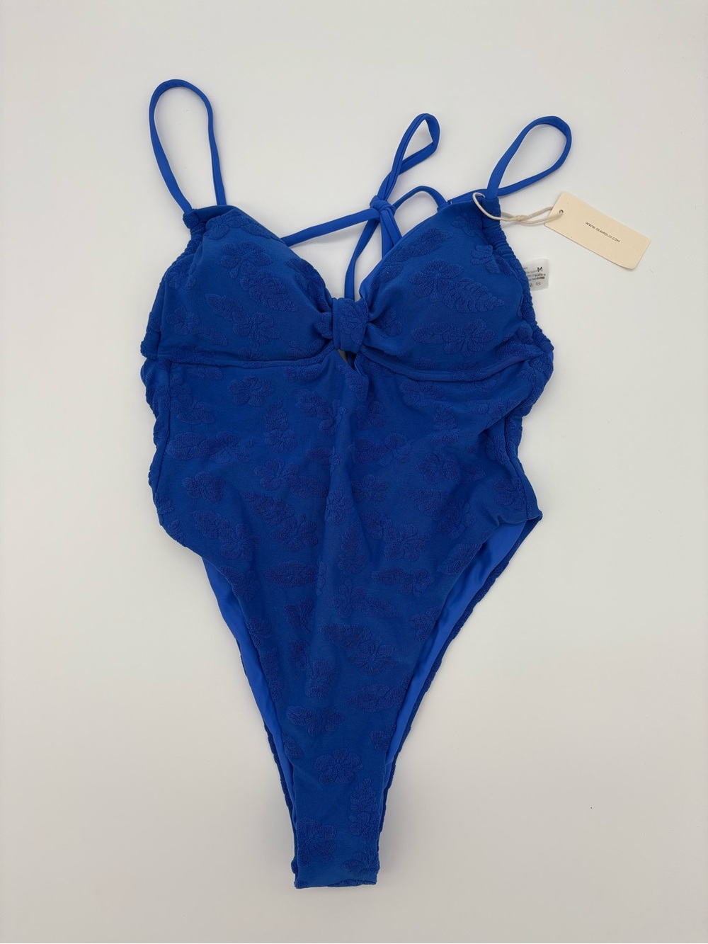Girls' Royal Blue One-Piece Bodysuit with Front Knot -